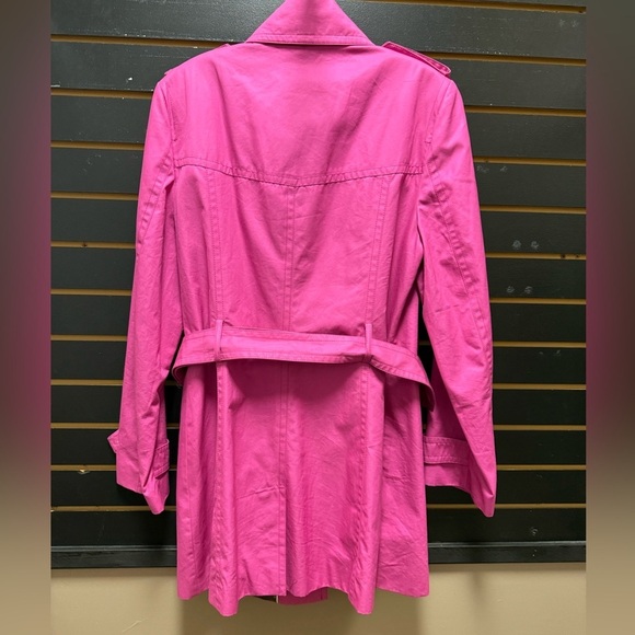 Banana Republic Pink Trench Coat Gold Buttons Knee Length - Picture 3 of 3